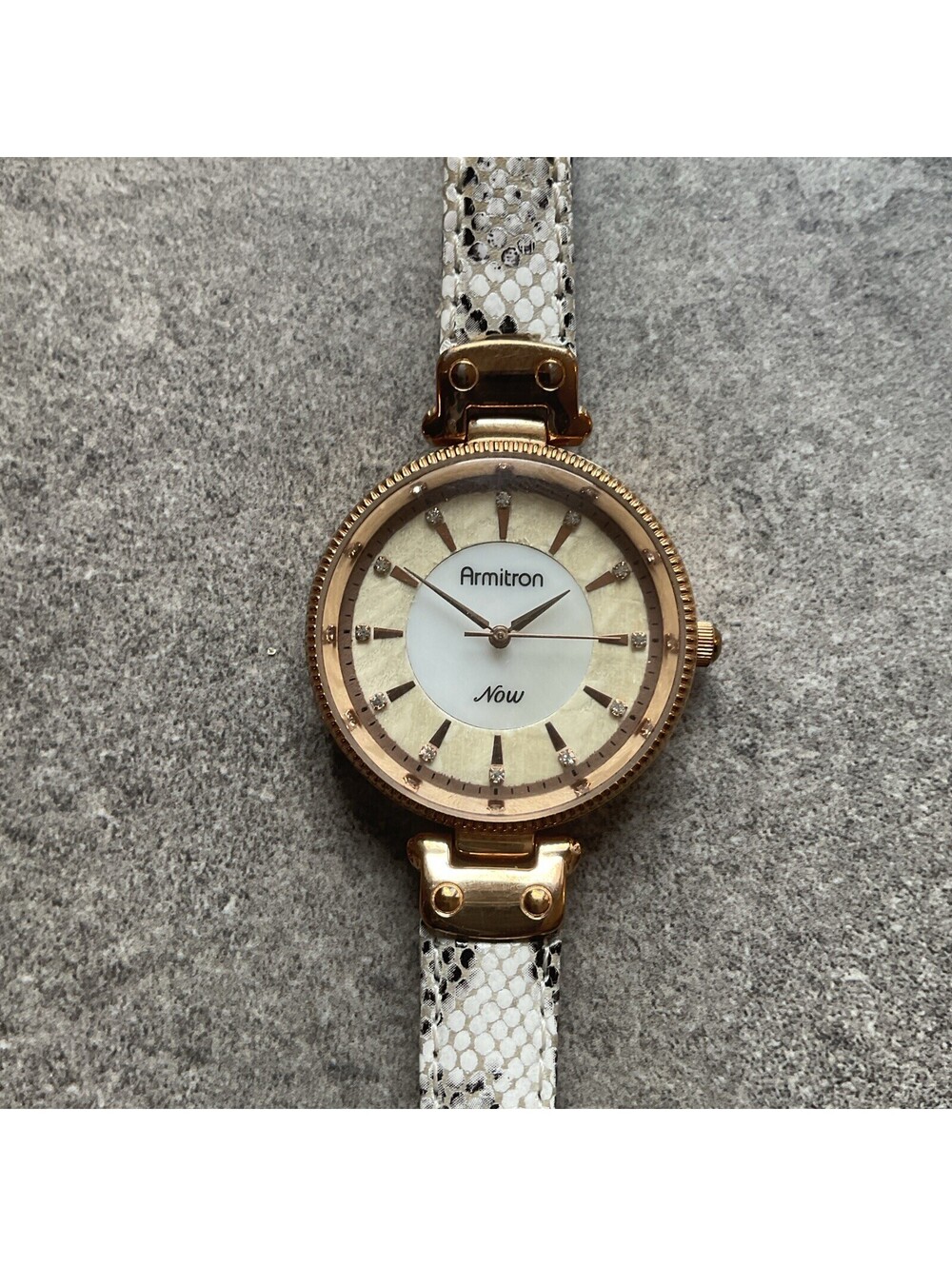 Beautiful Armitron Womens Watch Rose Gold Tone Case With Leather Band Bin C